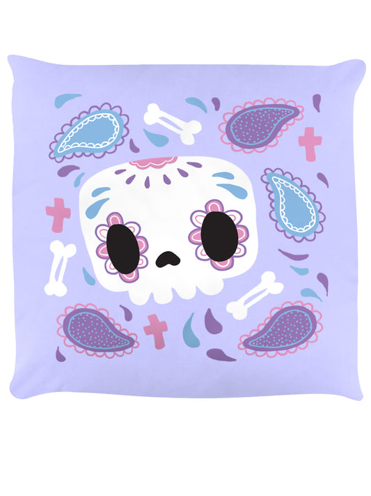 Kawaii Sugar Skull Lilac Cushion