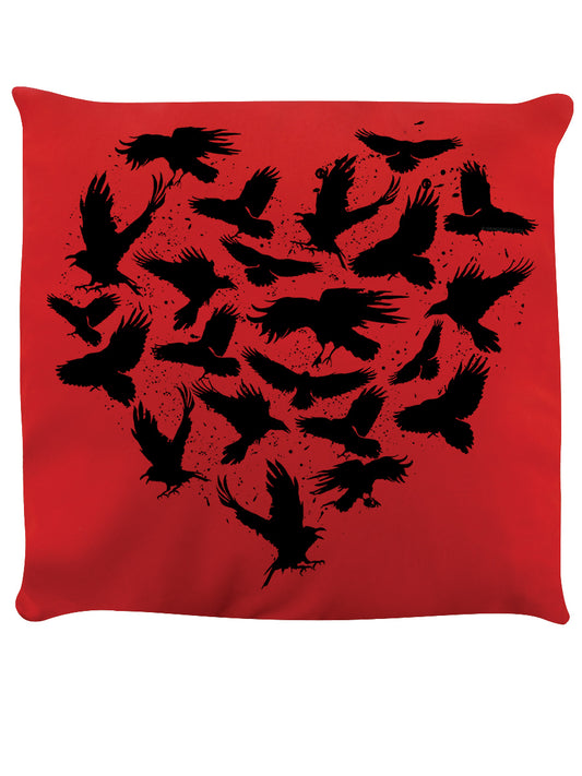 Raven Heart Red Cushion