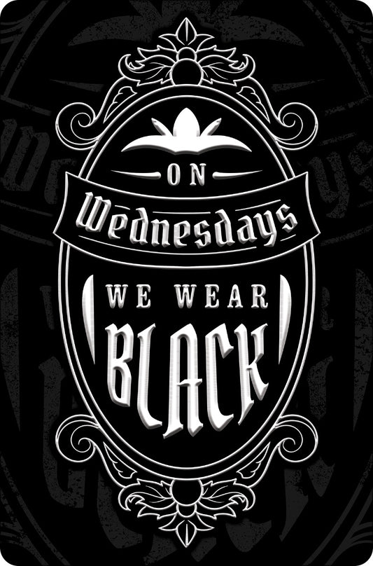 On Wednesdays We Wear Black Greet Tin Card