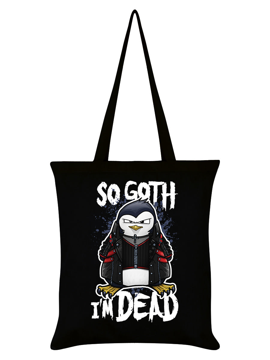 Psycho Penguin So Goth I'm Dead Black Tote Bag