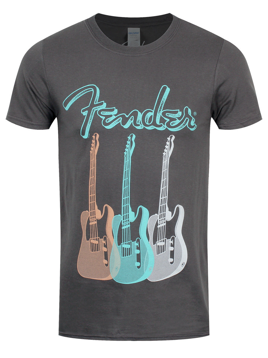 Fender Tripple Guitar Men's Charcoal Grey T-Shirt