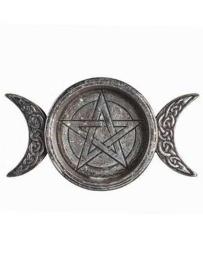 Alchemy Celtic Triple Moon Trinket Dish / Candle Holder
