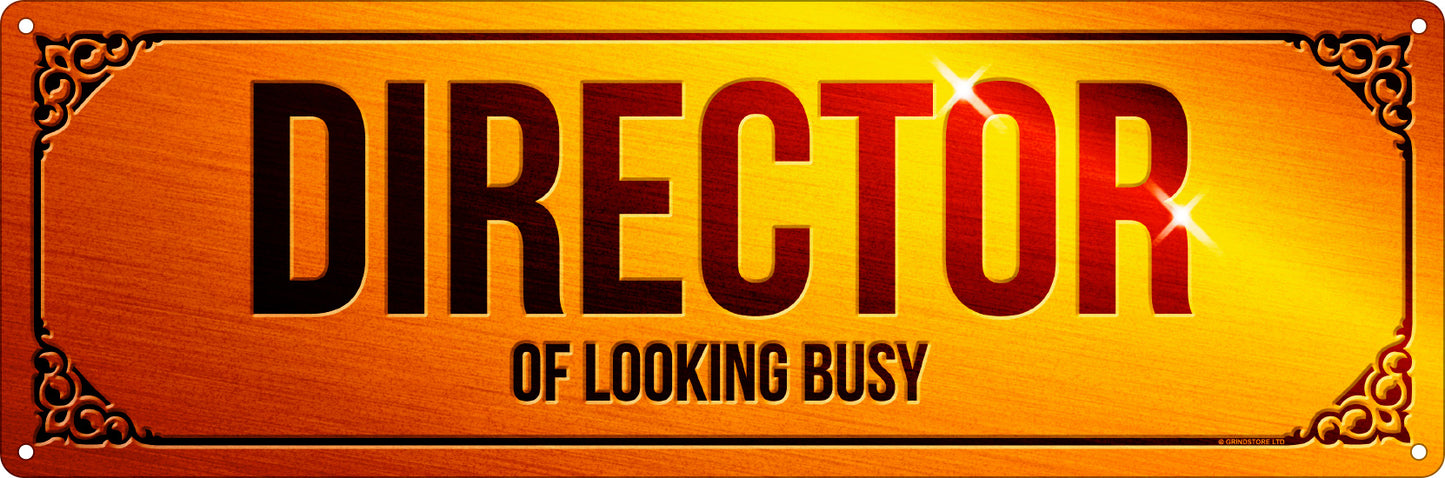 Director Of Looking Busy Slim Tin Sign