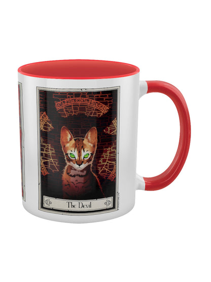 Deadly Tarot Felis - The Lovers, The Fool & The Devil Red Inner 2-Tone Mug