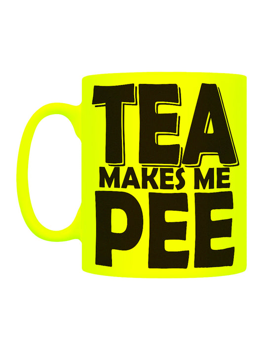 Tea Makes Me Pee Yellow Neon Mug