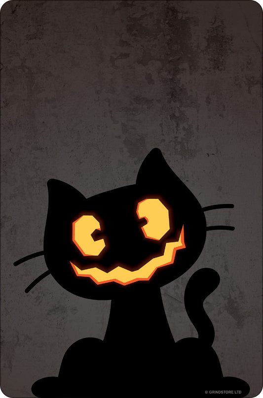 Pumpkin Kitten Halloween Greet Tin Card
