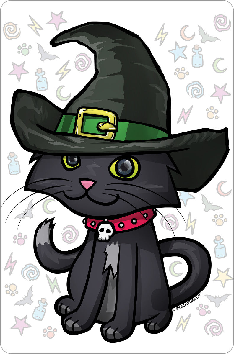 Witches Kitten Halloween Greet Tin Card