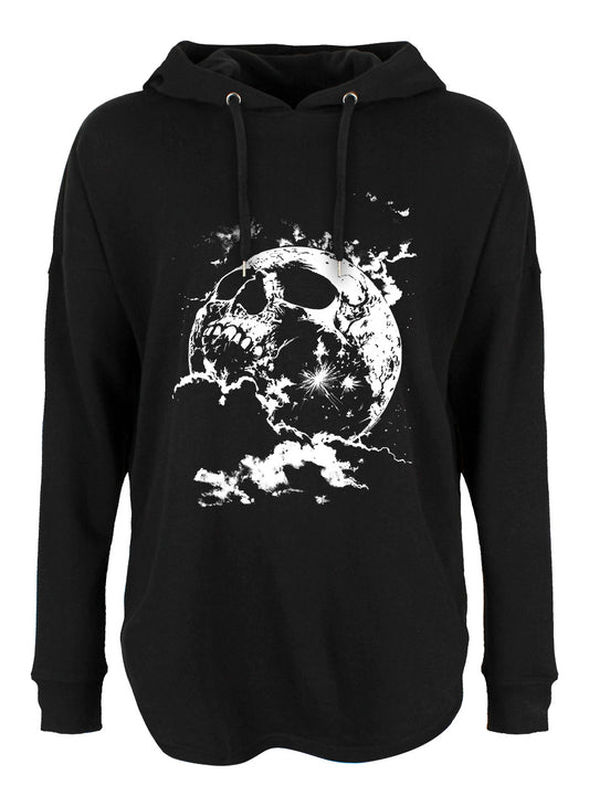 Cranial Moon Ladies Black Oversized Hoodie