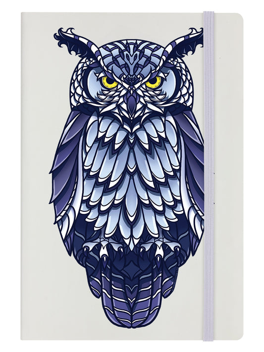 Graphic Owl Cream A5 Hard Cover Notebook