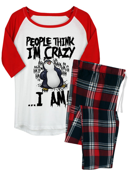 Psycho Penguin People Think I'm Crazy Ladies Long Pyjama Set