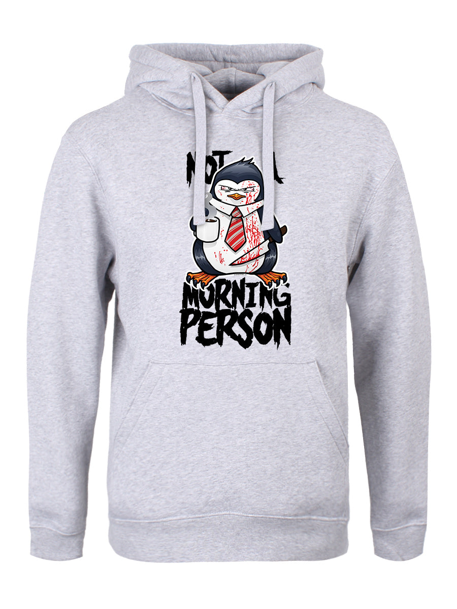 Psycho Penguin Not A Morning Person Men's Heather Grey Hoodie