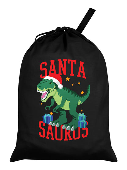 Santa Saurus Dinosaur Black Santa Sack
