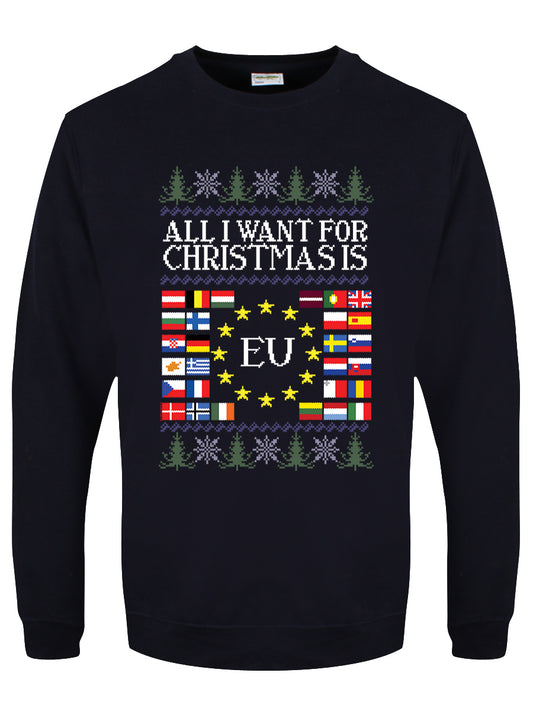 All I Want For Christmas Is EU Men's Navy Blue Christmas Jumper