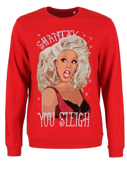 Shantay You Sleigh Drag Queen Ladies Red Christmas Jumper