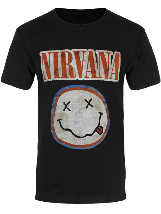 Nirvana Distressed Logo Men's Black T-Shirt