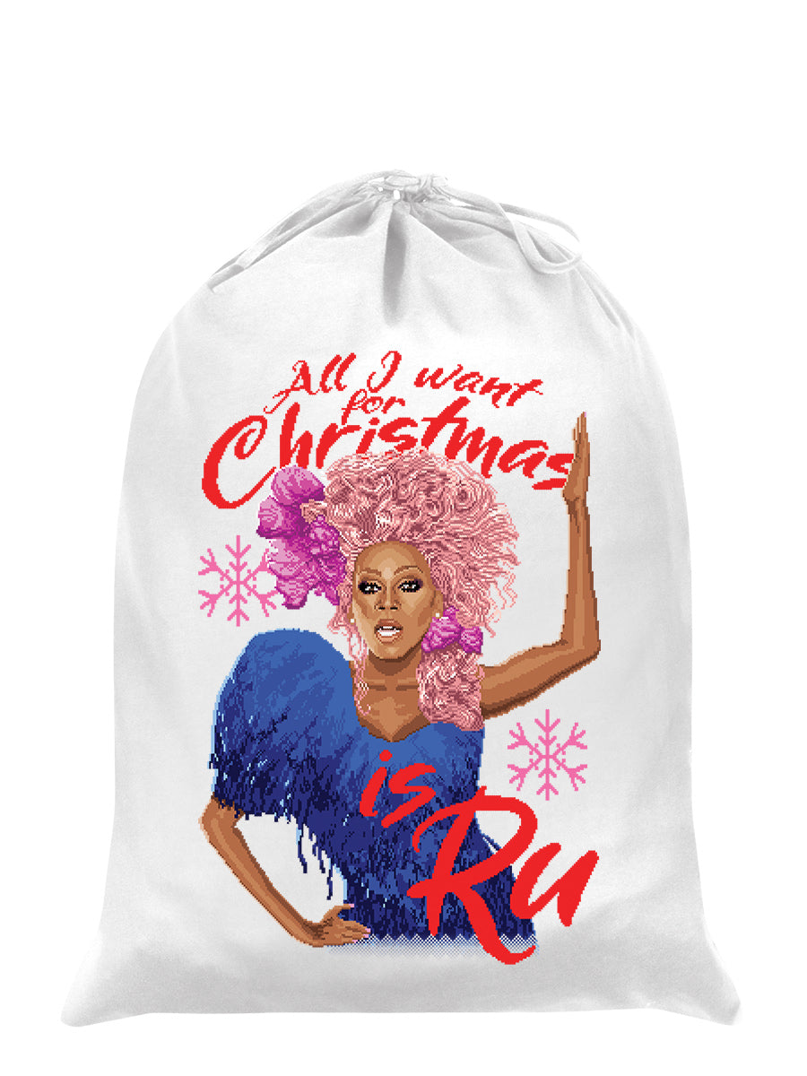 All I Want For Christmas Is Ru White Santa Sack