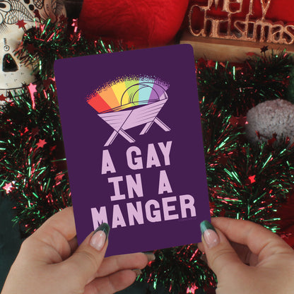 A Gay In A Manger Christmas Greet Tin Card