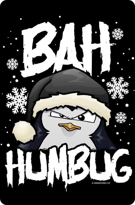 Psycho Penguin Bah Humbug Greet Tin Card