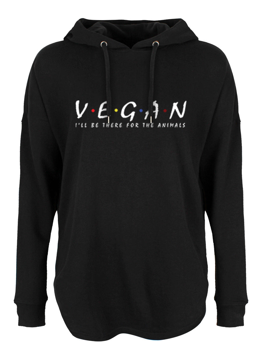 Vegan I'll Be There For The Animals Ladies Oversized Black Hoodie