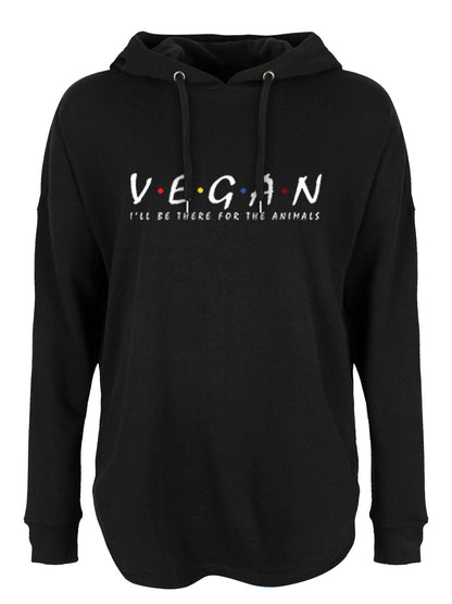 Vegan I'll Be There For The Animals Ladies Oversized Black Hoodie