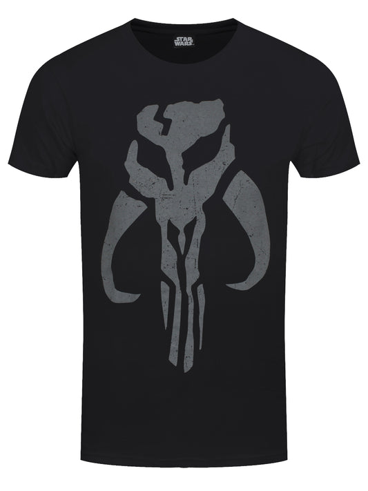 Star Wars Mandalorian Distressed Crest Men's Black T-Shirt