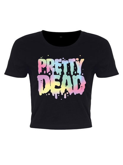 Pretty Dead Pastel Goth Black Crop Top