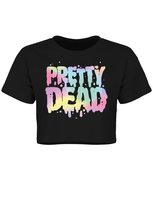 Pretty Dead Pastel Goth Black Crop Top