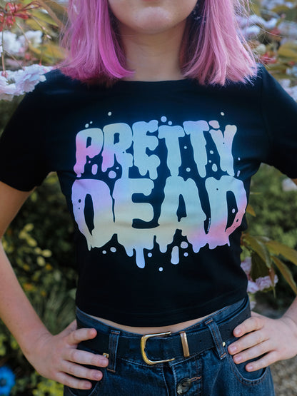 Pretty Dead Pastel Goth Black Crop Top