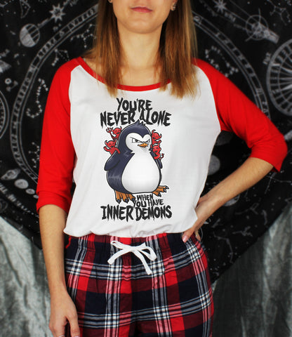 Psycho Penguin You're Never Alone When You Have Inner Demons Ladies Long Pyjama Set