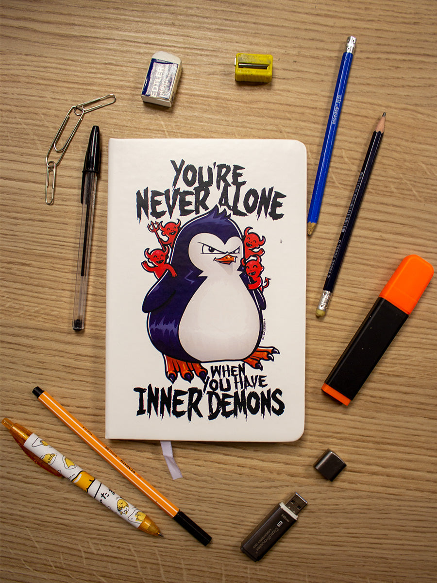 Psycho Penguin You're Never Alone When You Have Inner Demons Cream A5 Hard Cover Notebook