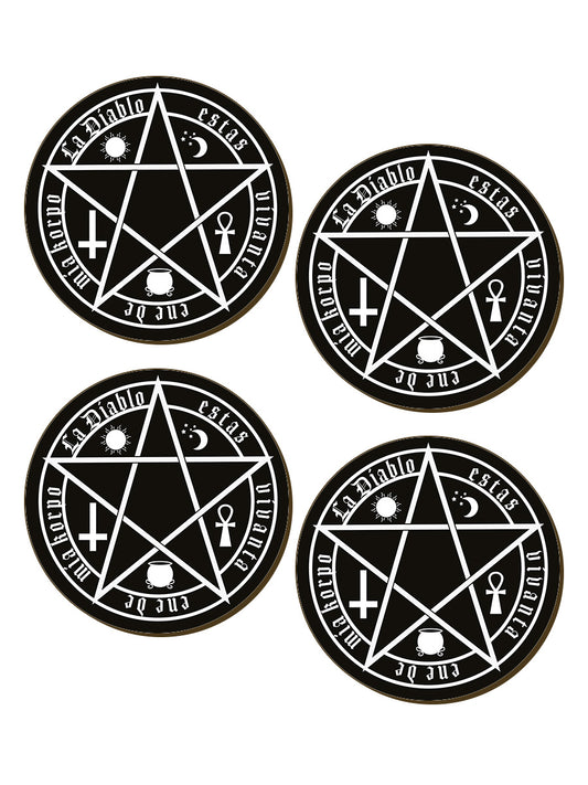 The Devil Is Living In My Flesh Satanic 4 Piece Coaster Set