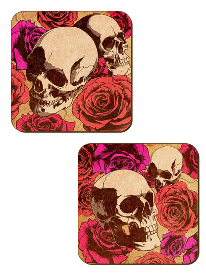 Floral Skulls 4 Piece Coaster Set
