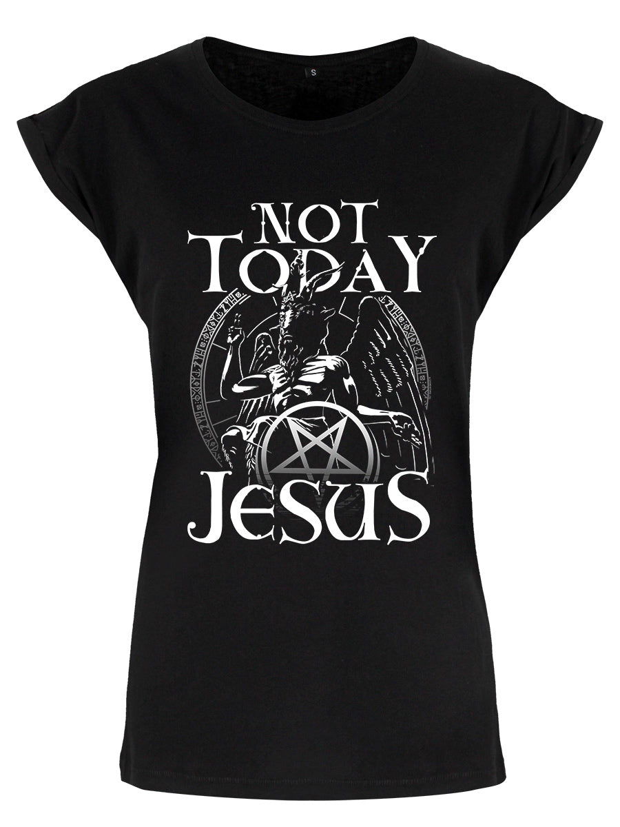 Not Today Jesus Ladies Premium Black T-Shirt