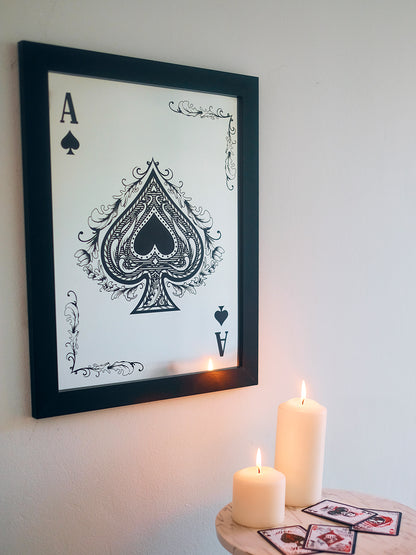 Framed Ace Of Spades Mirrored Tin Sign