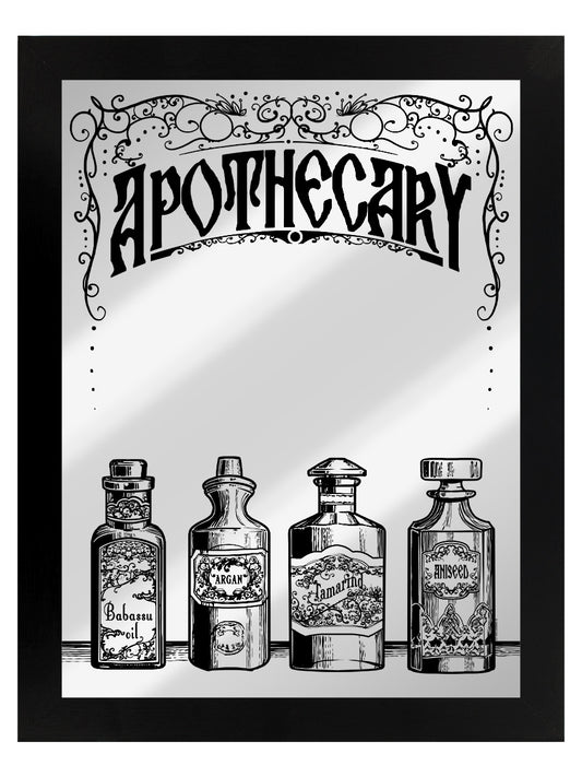 Framed Apothecary Mirrored Tin Sign