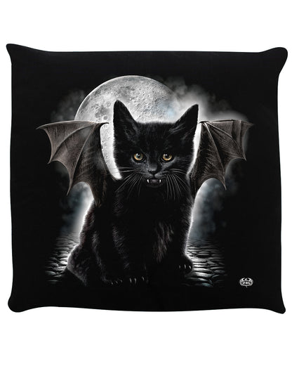 Spiral Bat Cat Black Cushion