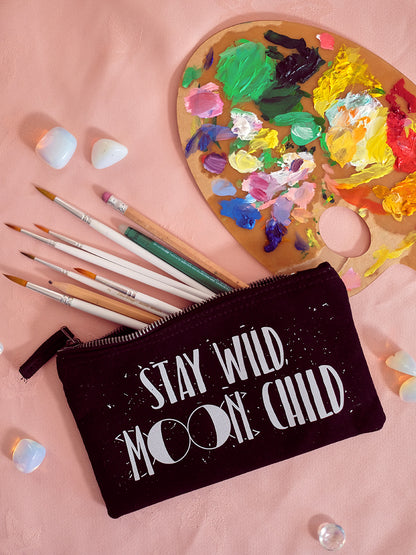 Stay Wild Moon Child Black Pencil Case