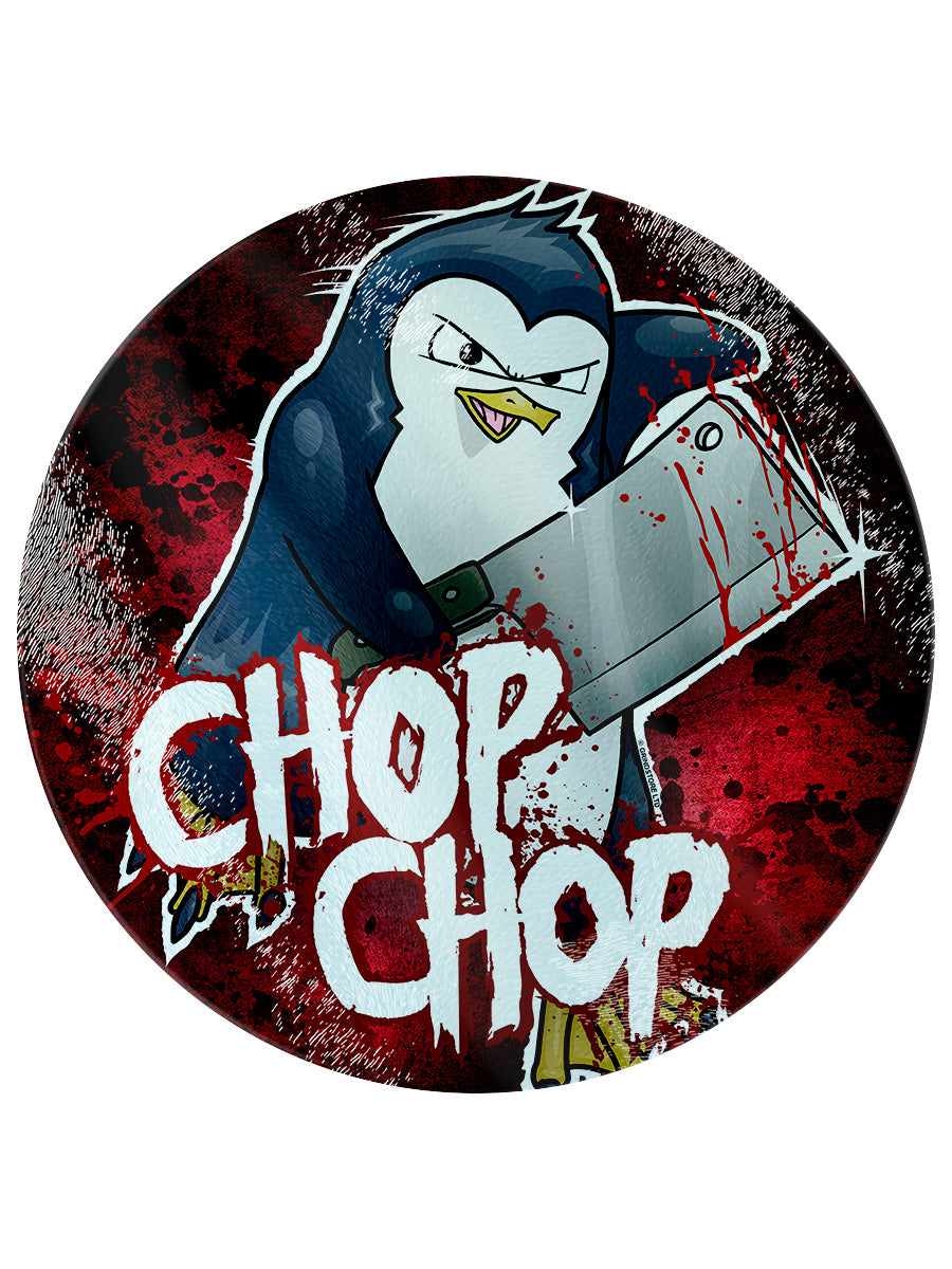 Psycho Penguin Chop Chop Glass Chopping Board