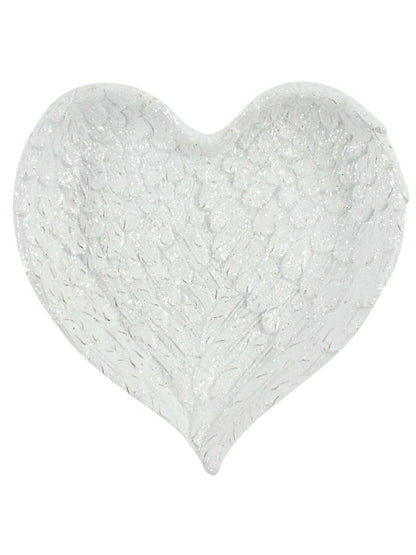Glitter Heart Shaped Angel Wing Trinket Dish