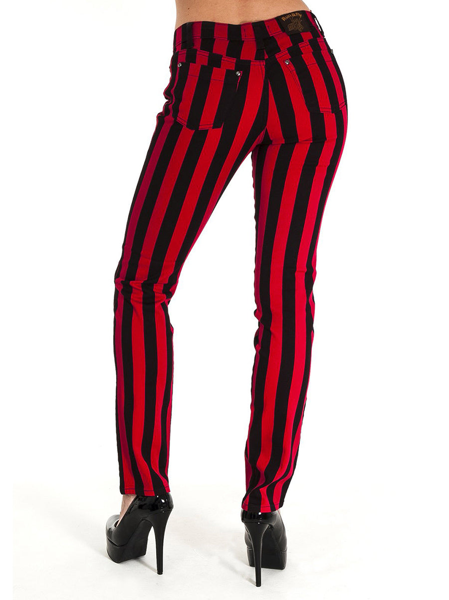 Run & Fly Black And Red Striped Unisex Skinny Jeans