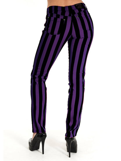 Run & Fly Black And Purple Striped Unisex Skinny Jeans