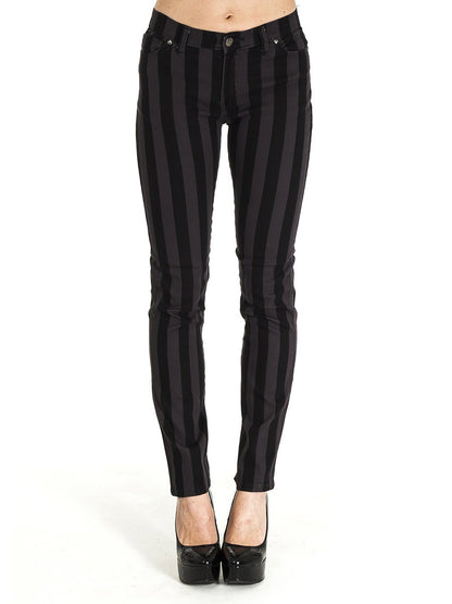 Run & Fly Black And Grey Striped Unisex Skinny Jeans