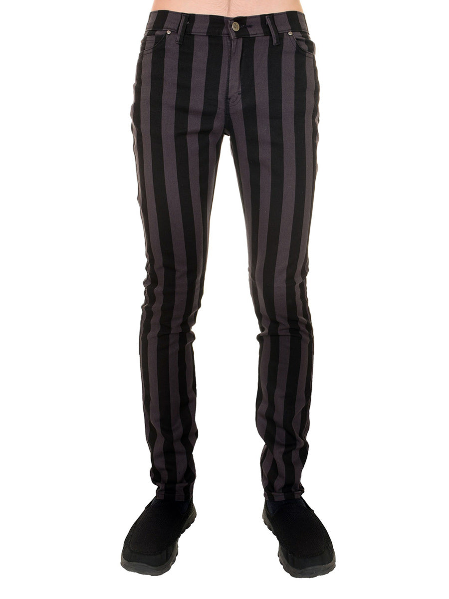 Run & Fly Black And Grey Striped Unisex Skinny Jeans