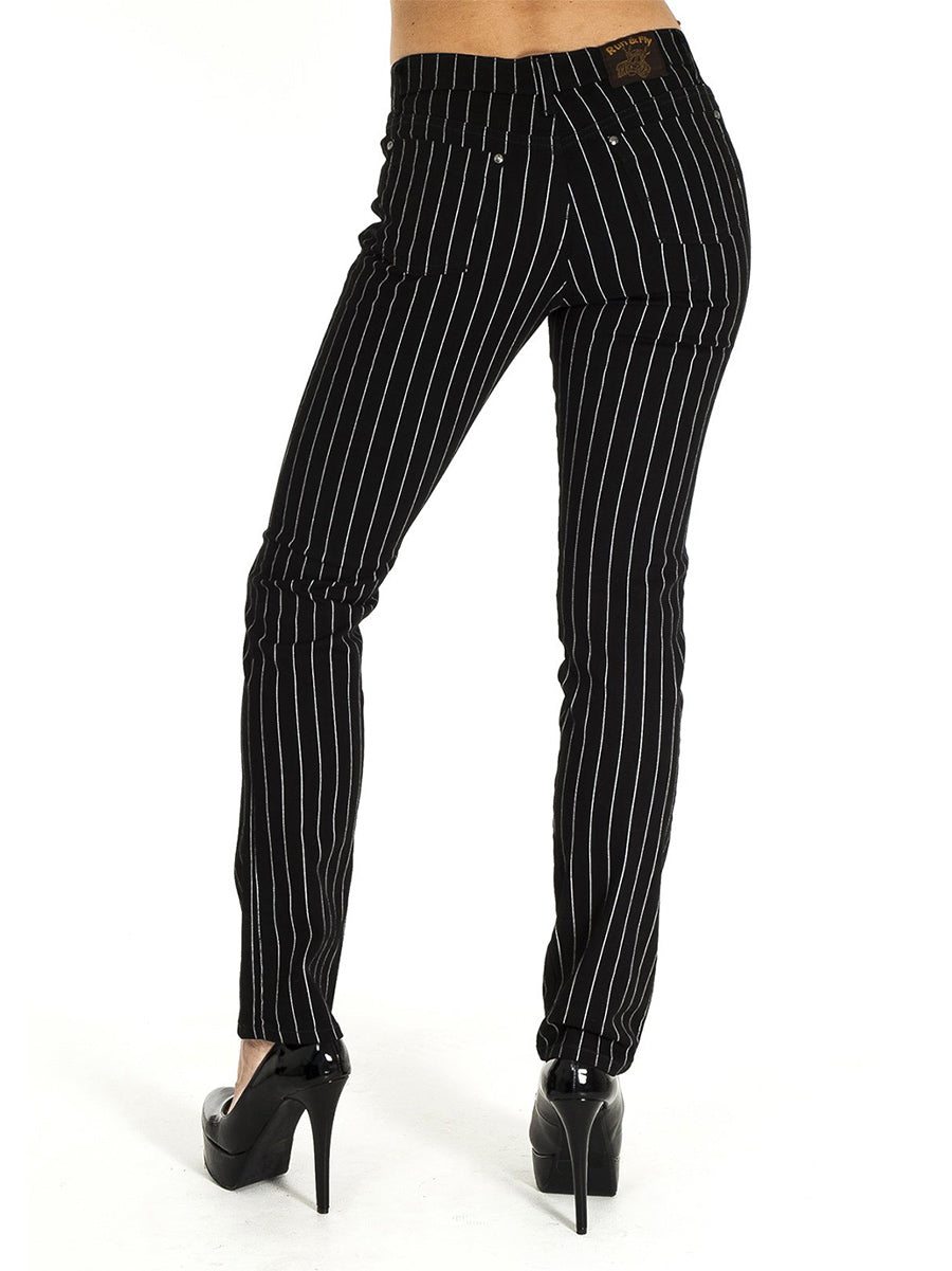 Run & Fly Black And White Pinstripe Unisex Skinny Jeans