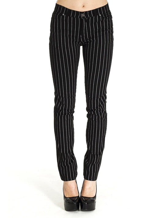 Run & Fly Black And White Pinstripe Unisex Skinny Jeans