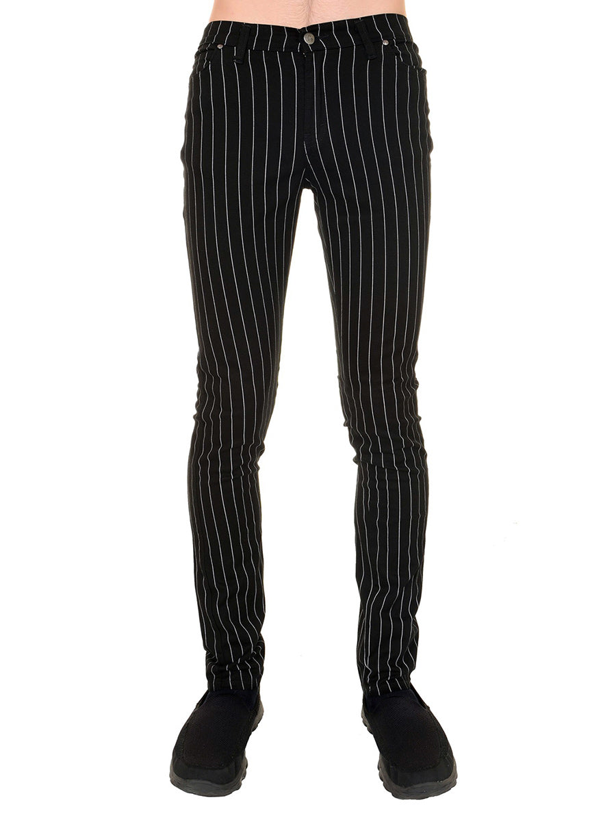 Run & Fly Black And White Pinstripe Unisex Skinny Jeans
