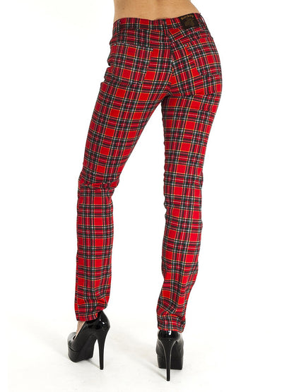 Run & Fly Red Tartan Unisex Skinny Jeans