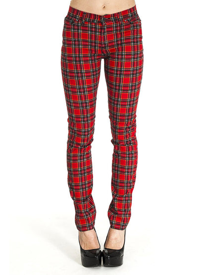 Run & Fly Red Tartan Unisex Skinny Jeans