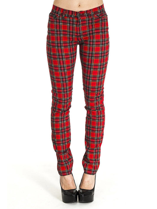 Run & Fly Red Tartan Unisex Skinny Jeans