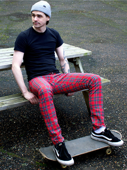 Run & Fly Red Tartan Unisex Skinny Jeans